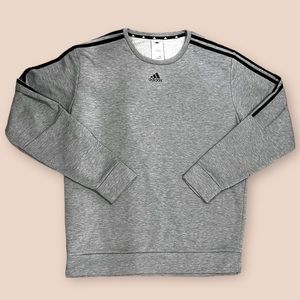 Large Adidas Gray Black Striped Crewneck
